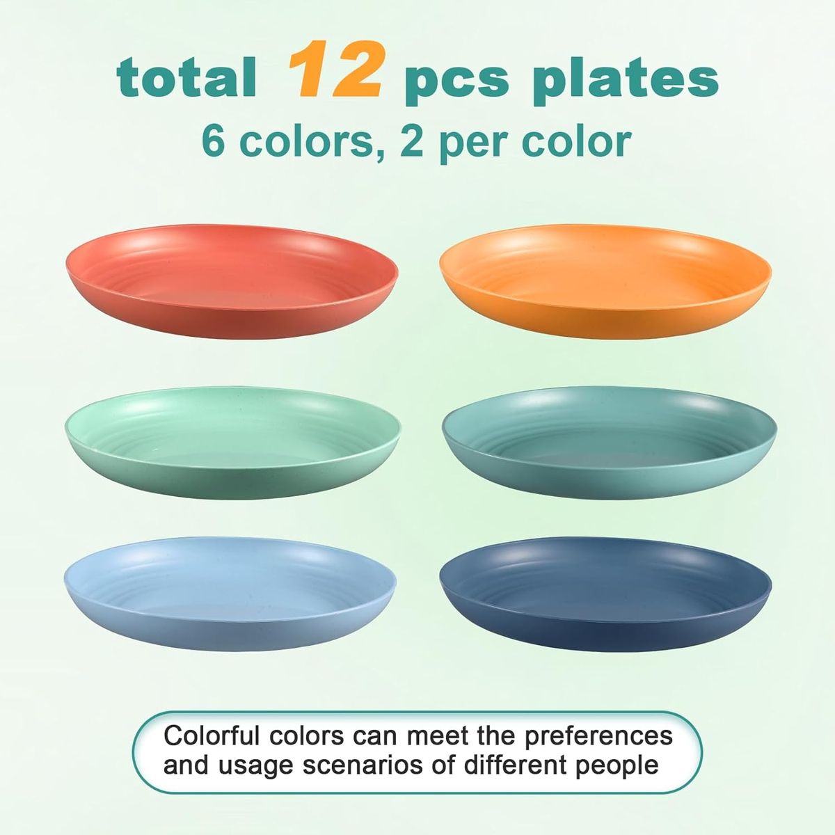 Cart In Mart 12Pcs Unbreakable Deep Dinner Plates Set Reusable Wheat Straw BPA Free