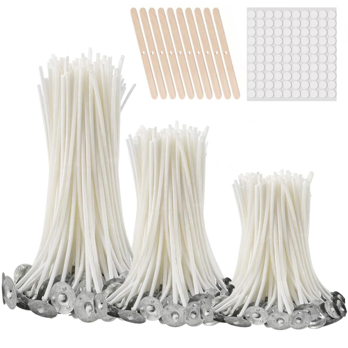 Cart In Mart 300Pcs Functional Smokeless Candle Wicks Pre Waxed Cotton Wicks Metal Tabs