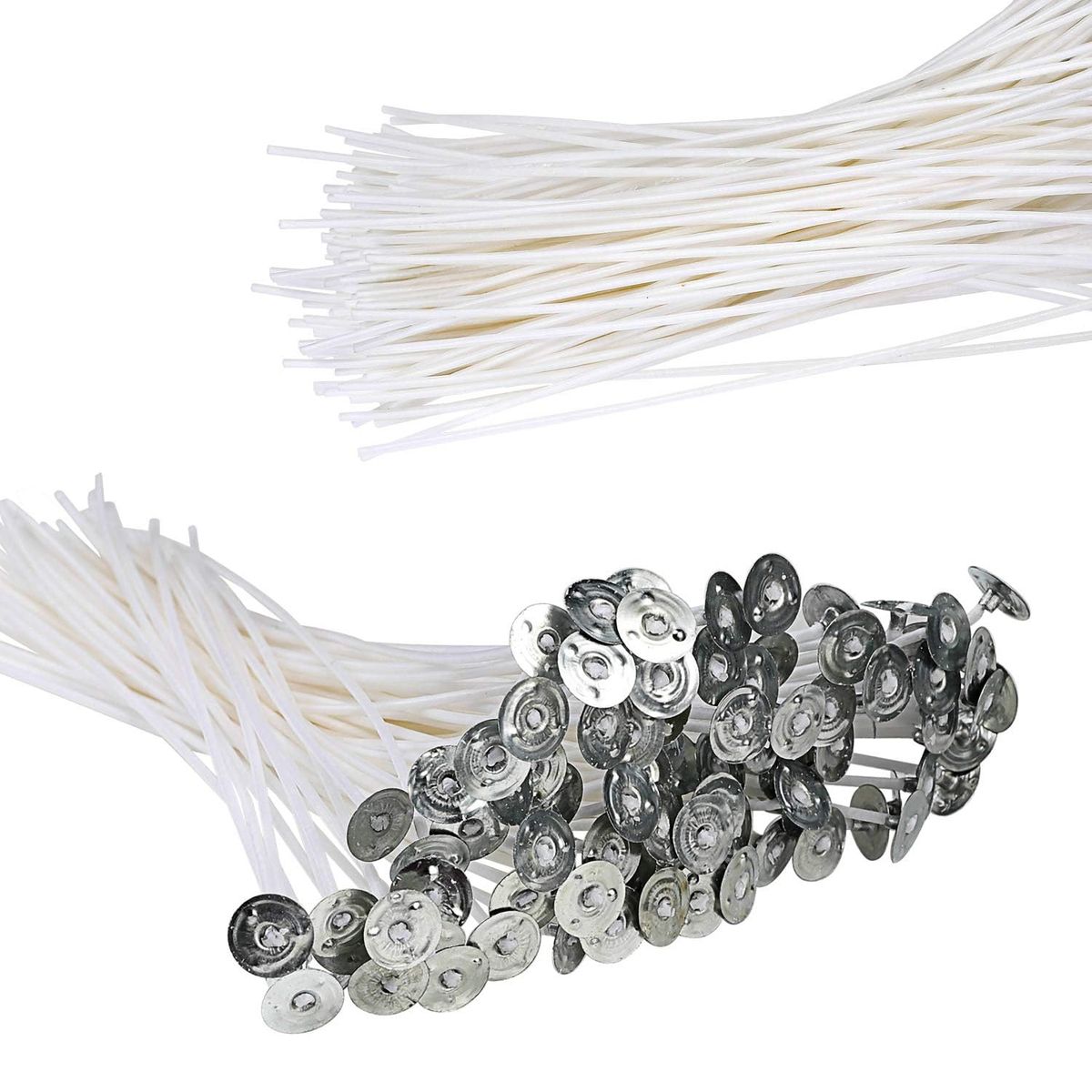 Cart In Mart 300Pcs Functional Smokeless Candle Wicks Pre Waxed Cotton Wicks Metal Tabs