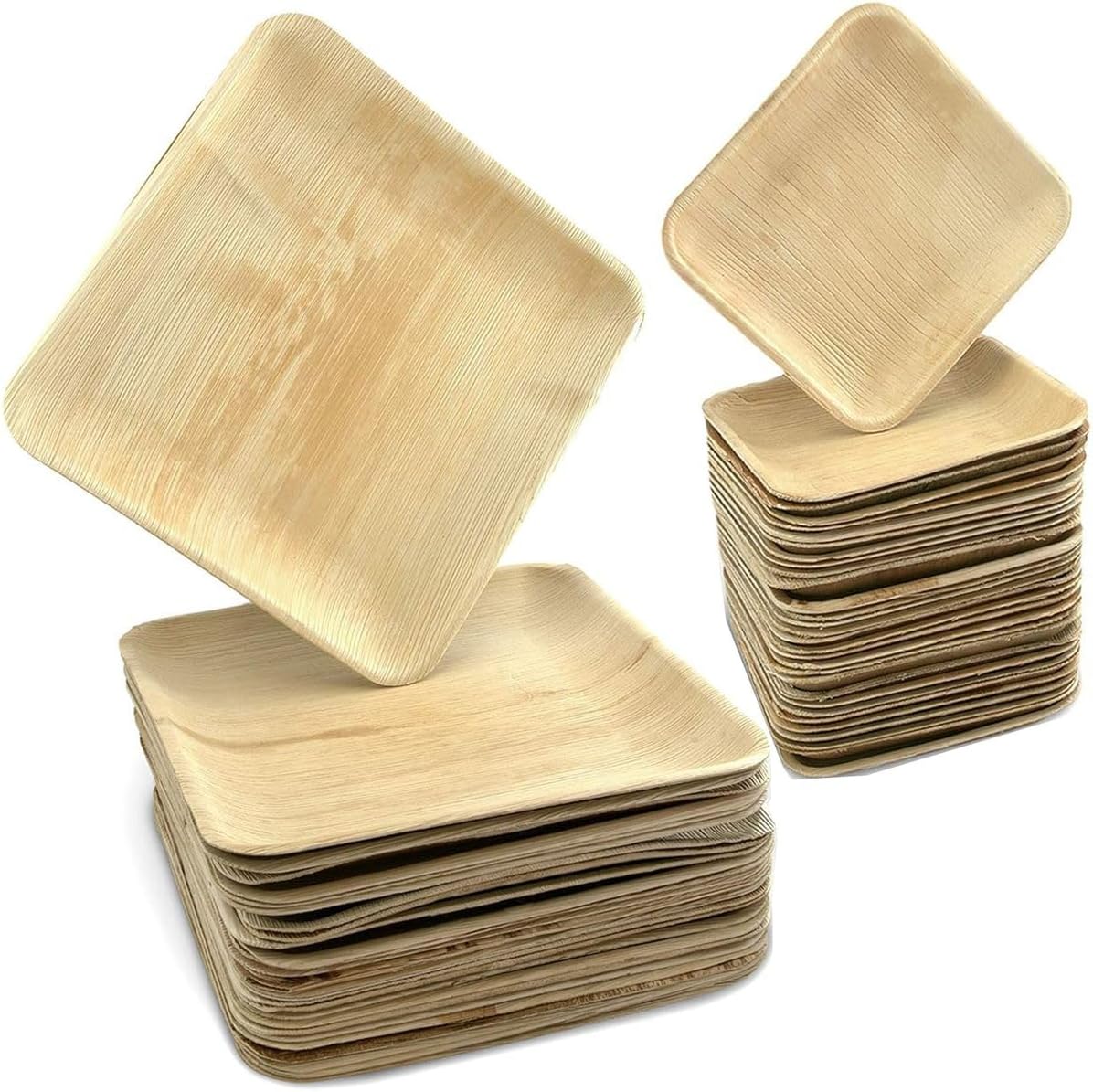 Cart In Mart 48-Palm Leaf Disposable Party Plates Compostable Biodegradable Eco Friendly