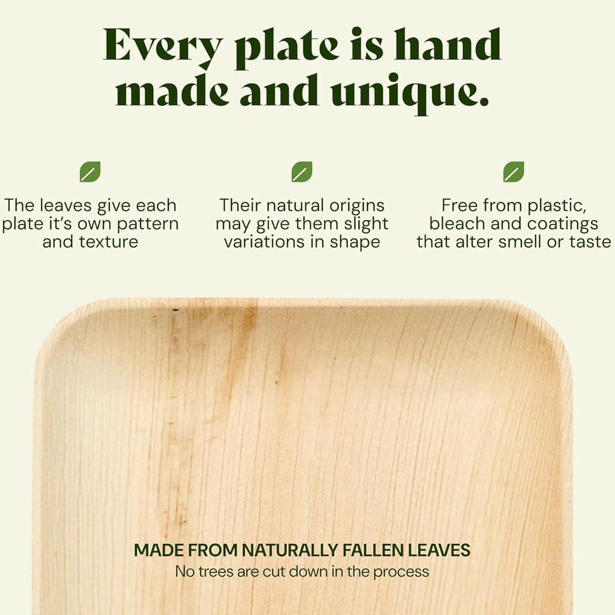 Cart In Mart 48-Palm Leaf Disposable Party Plates Compostable Biodegradable Eco Friendly
