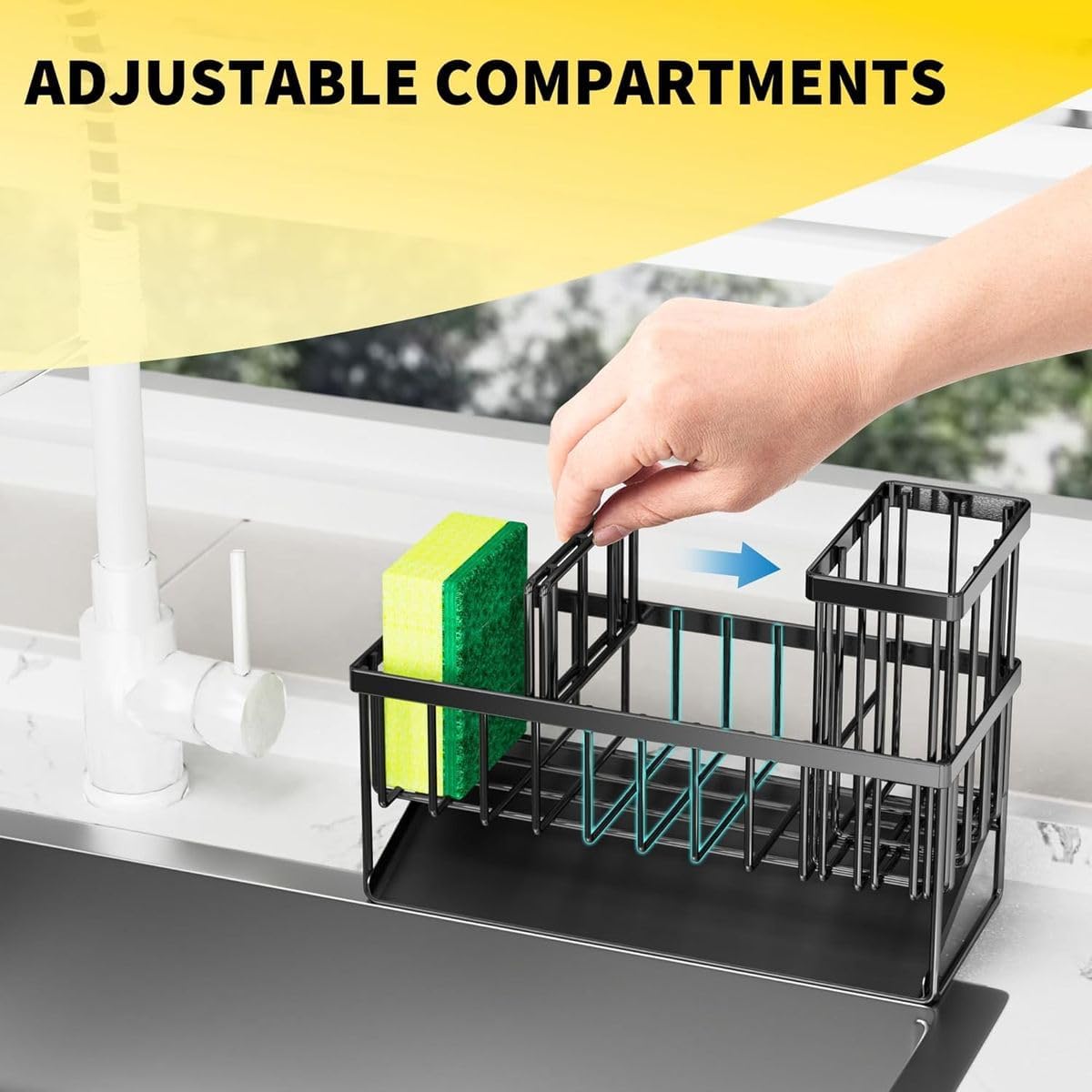 Cart In Mart 2in 1 Kitchen Sink Organiser Sponge Holder Caddy Rack-Stainless Steel