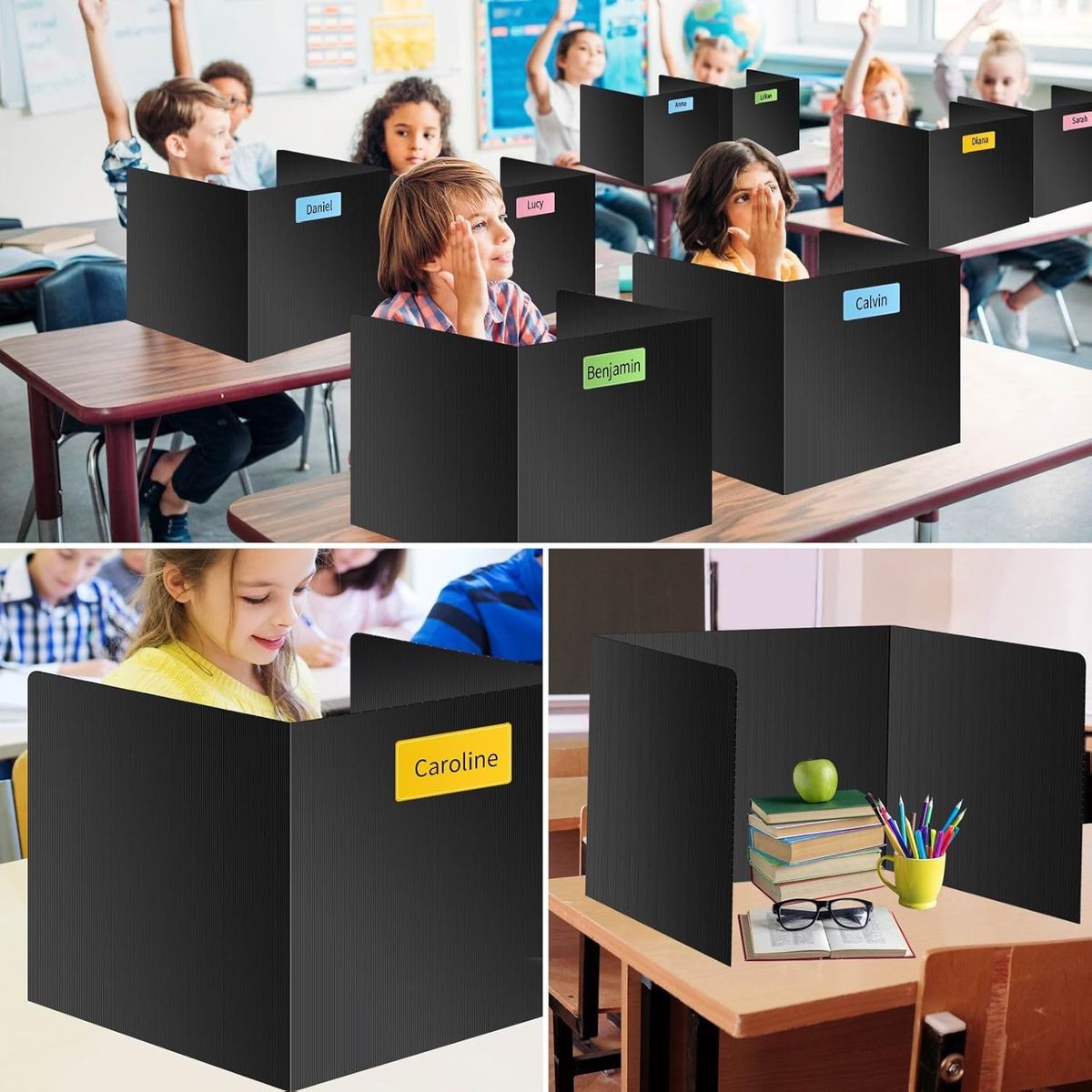 Cart In Mart 22 Pack Black Desk Dividers Students Privacy Shields Classroom Study Boards