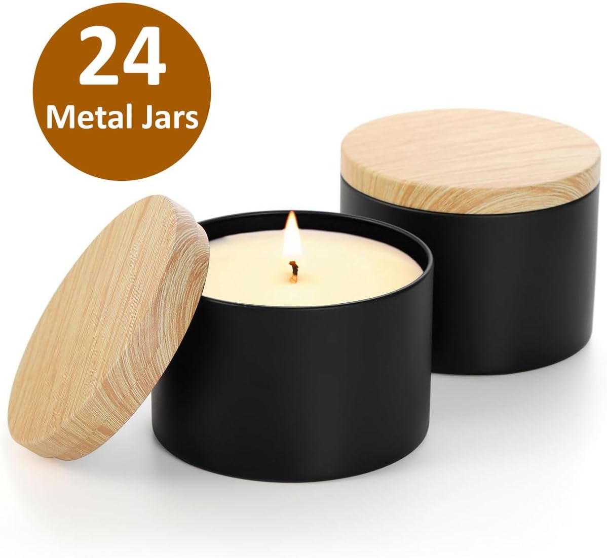 Cart In Mart 24 Pack Candle Tins with Lids 118ml Bulk Empty Candle Metal Jars Container