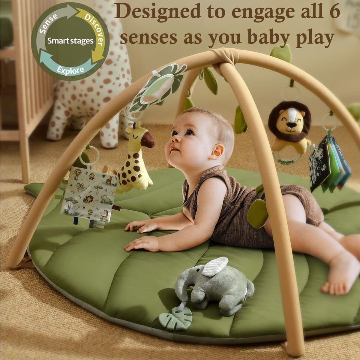 Cart In Mart Large Baby Gym Play Activity Mat 6 Detachable Toys Tummy Time Newborns Mat