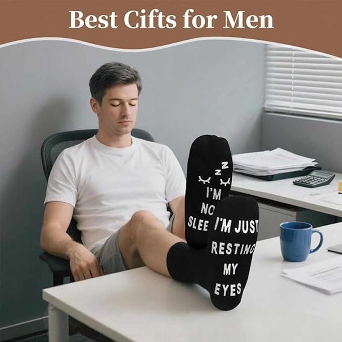 Cart In Mart Funny Socks for Dad I'm Not Sleeping I'm Just Resting My Eyes Novelty Socks