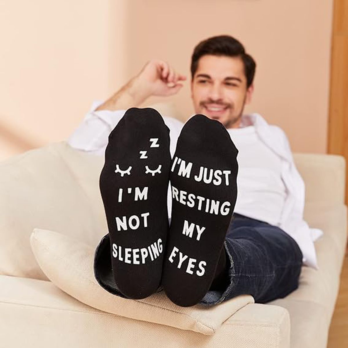 Cart In Mart Funny Socks for Dad I'm Not Sleeping I'm Just Resting My Eyes Novelty Socks