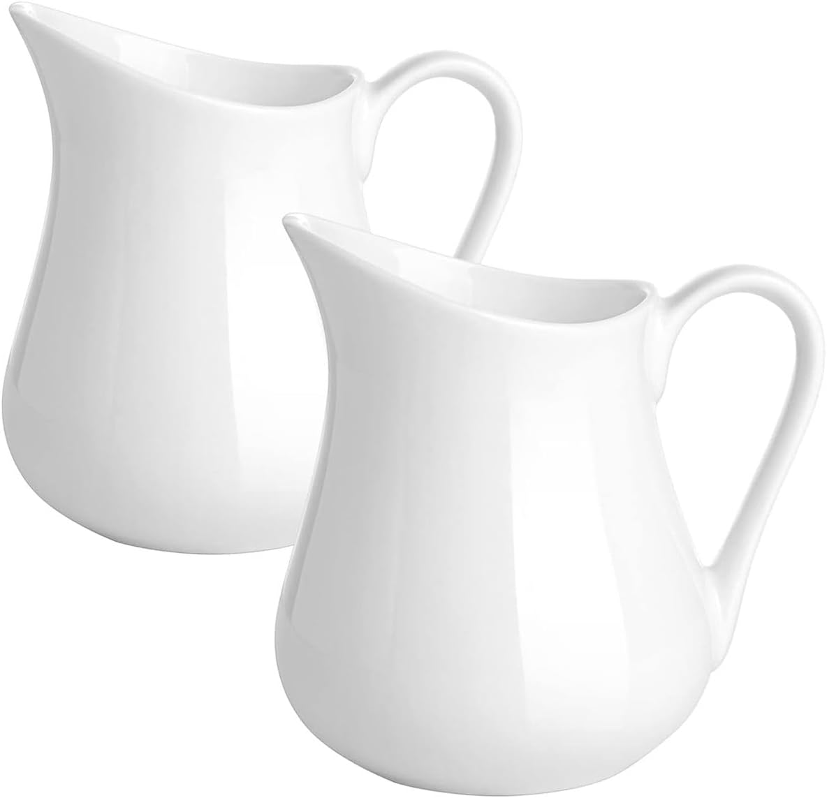 Cart In Mart 2Pack Classic White Ceramic Creamer Pitcher with Handle Fine Porcelain Jug