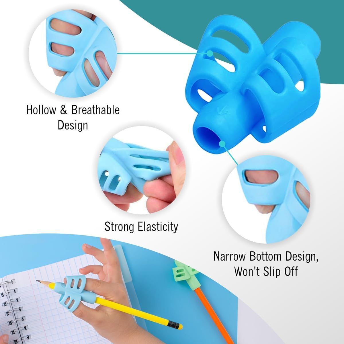 Cart In Mart 6 Pack Silicone Pencil Grips For Kids Handwriting Aid Posture Grippers