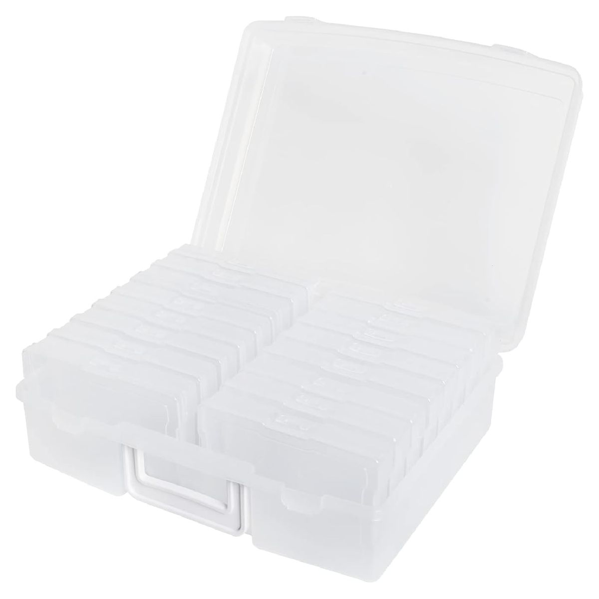 Cart In Mart 16 Case 10x15cm Photo Storage Box Organiser With Handle Clear Craft Keeper