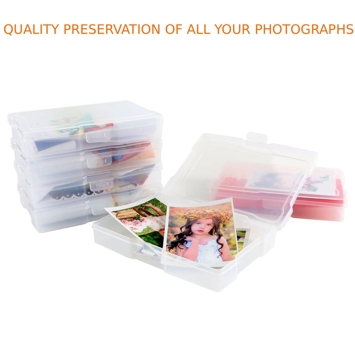 Cart In Mart 16 Case 10x15cm Photo Storage Box Organiser With Handle Clear Craft Keeper