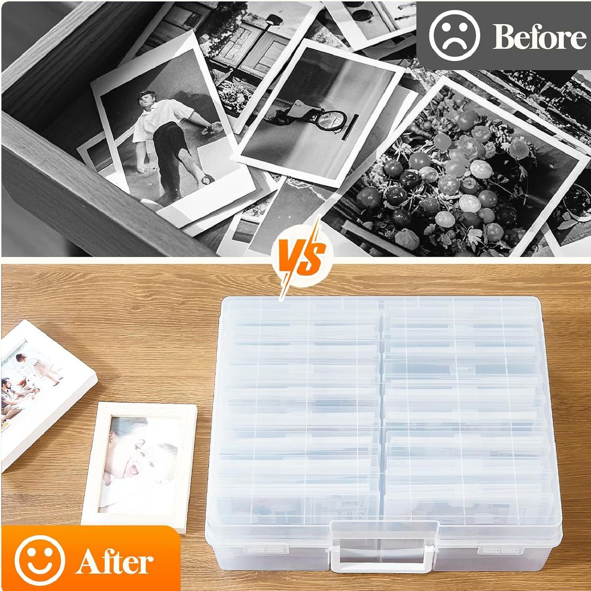Cart In Mart 16 Case 10x15cm Photo Storage Box Organiser With Handle Clear Craft Keeper