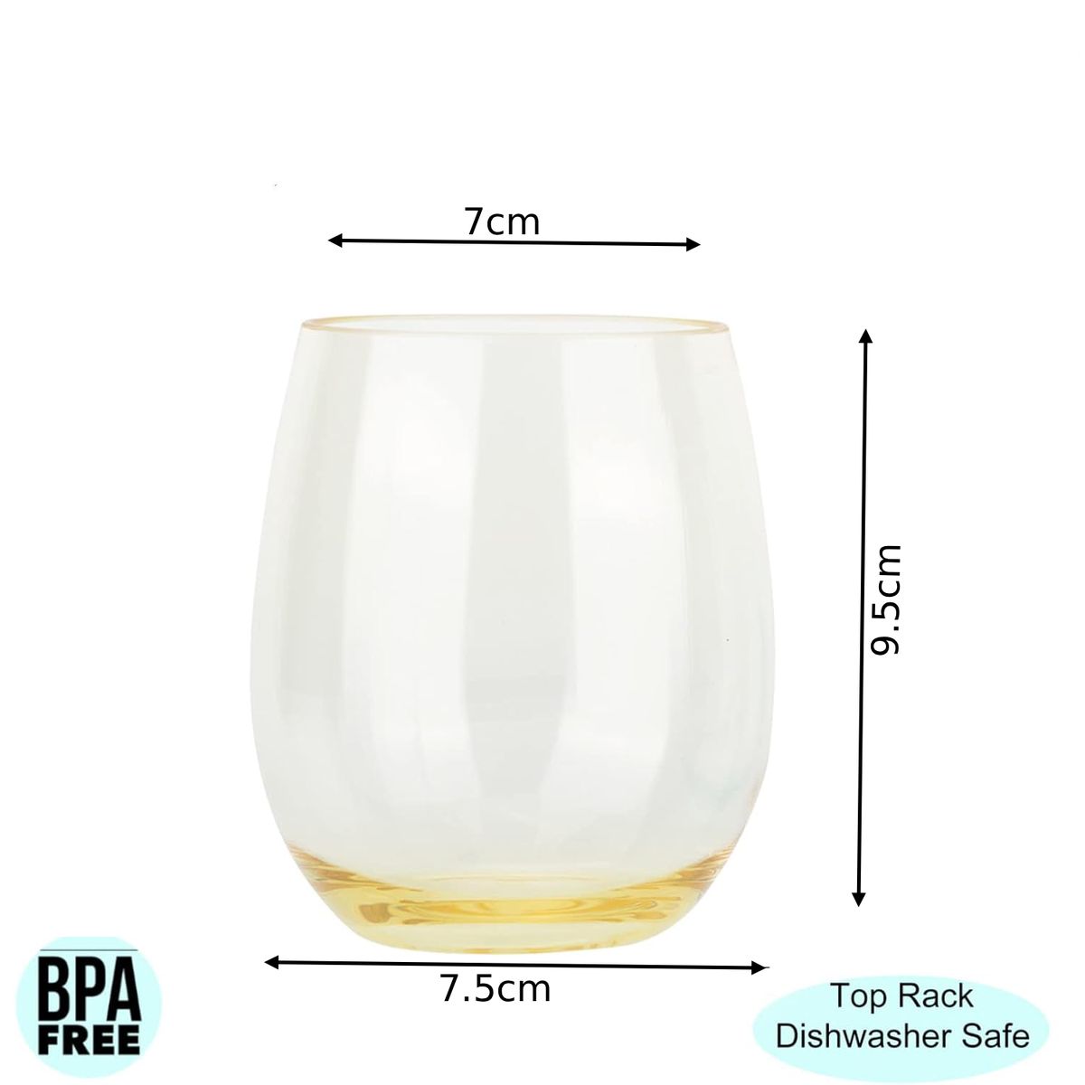 Cart In Mart Stemless Wine Glasses Set of 6 Coloured Wine Tumblers Crystal Glassware