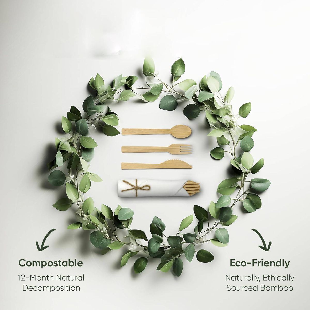 Cart In Mart 120 Pieces Wooden Compostable Cutlery Set Biodegradable Disposable Utensil