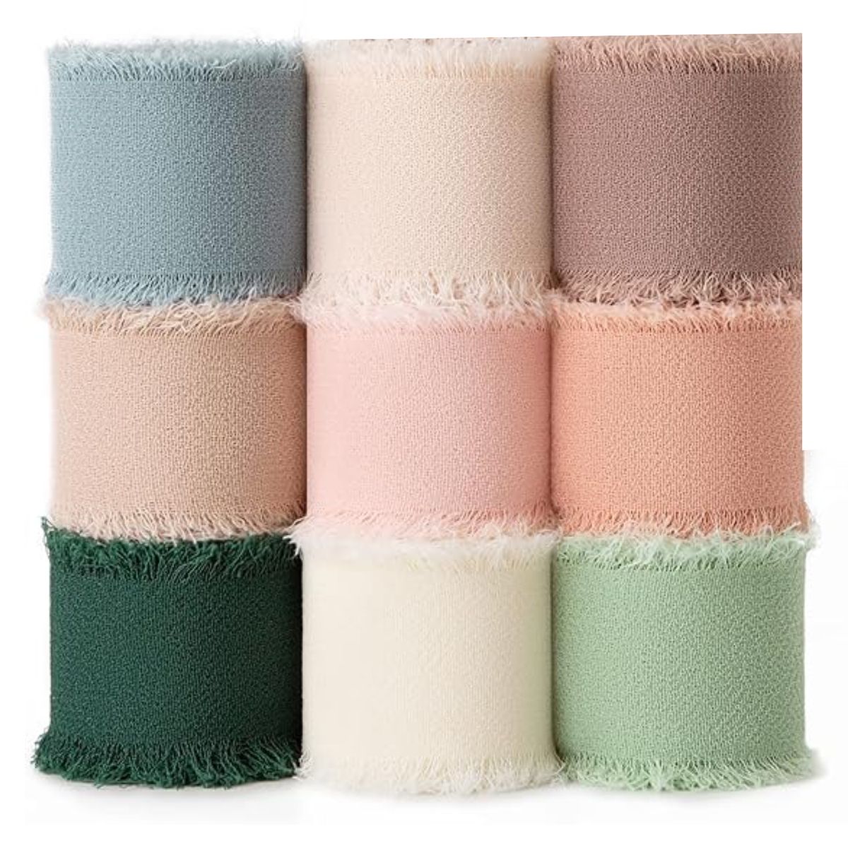Cart In Mart Chiffon Silk Ribbon Set 9 Rolls Total Mixed Colour Ribbons Crafts Gift Wrap