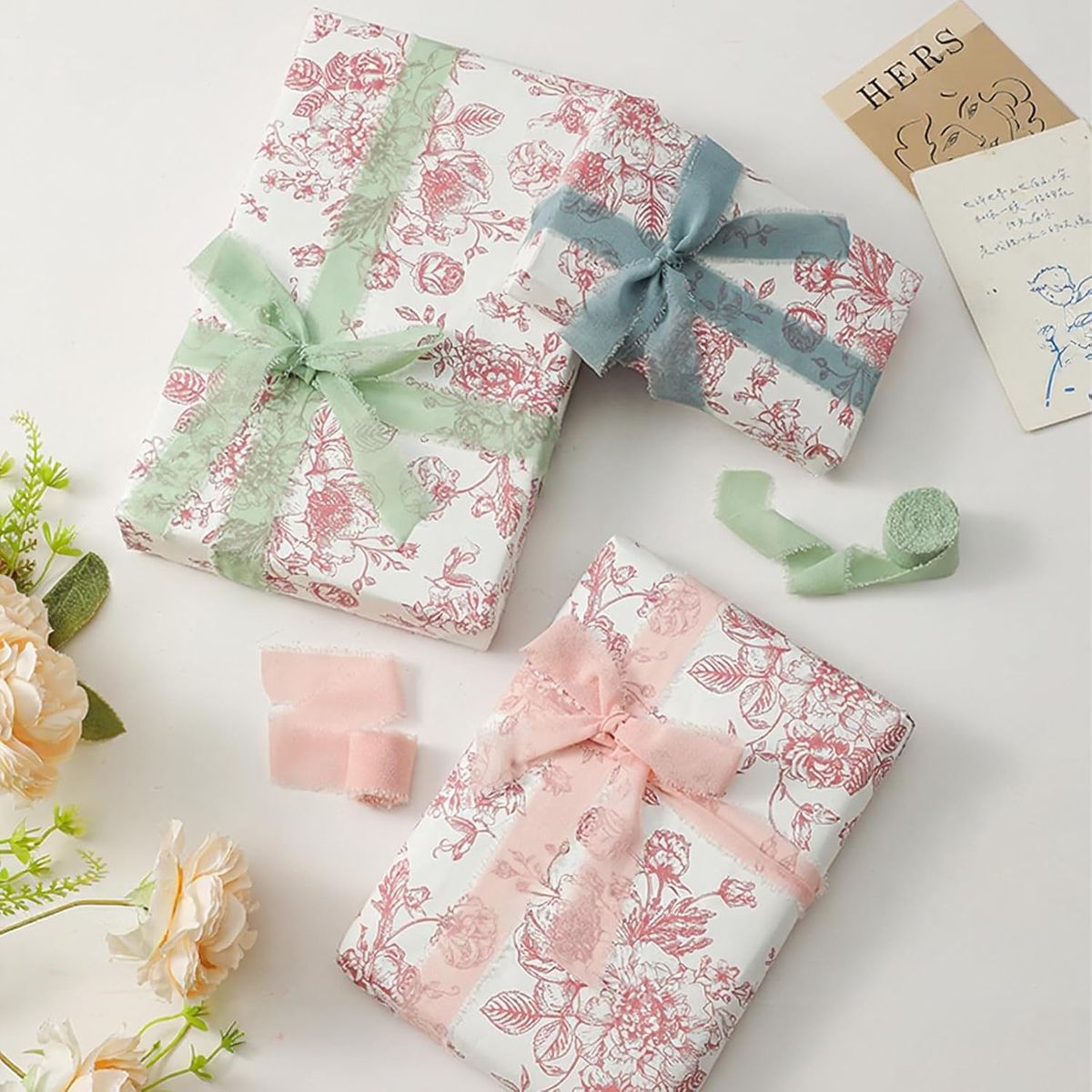 Cart In Mart Chiffon Silk Ribbon Set 9 Rolls Total Mixed Colour Ribbons Crafts Gift Wrap