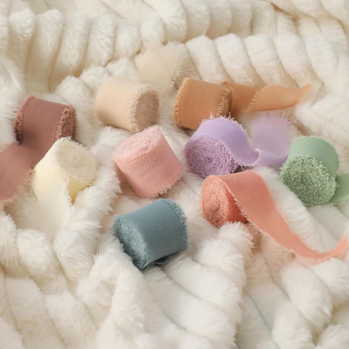 Cart In Mart Chiffon Silk Ribbon Set 9 Rolls Total Mixed Colour Ribbons Crafts Gift Wrap