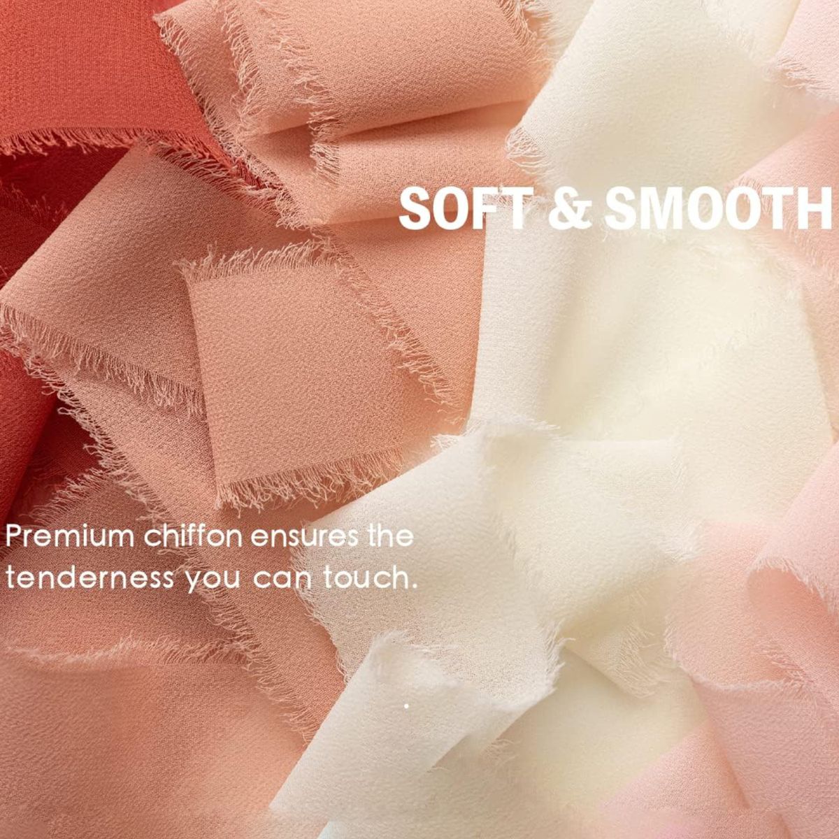 Cart In Mart Chiffon Silk Ribbon Set 15Rolls Total Mixed Colour Frayed Ribbons Gift Wrap