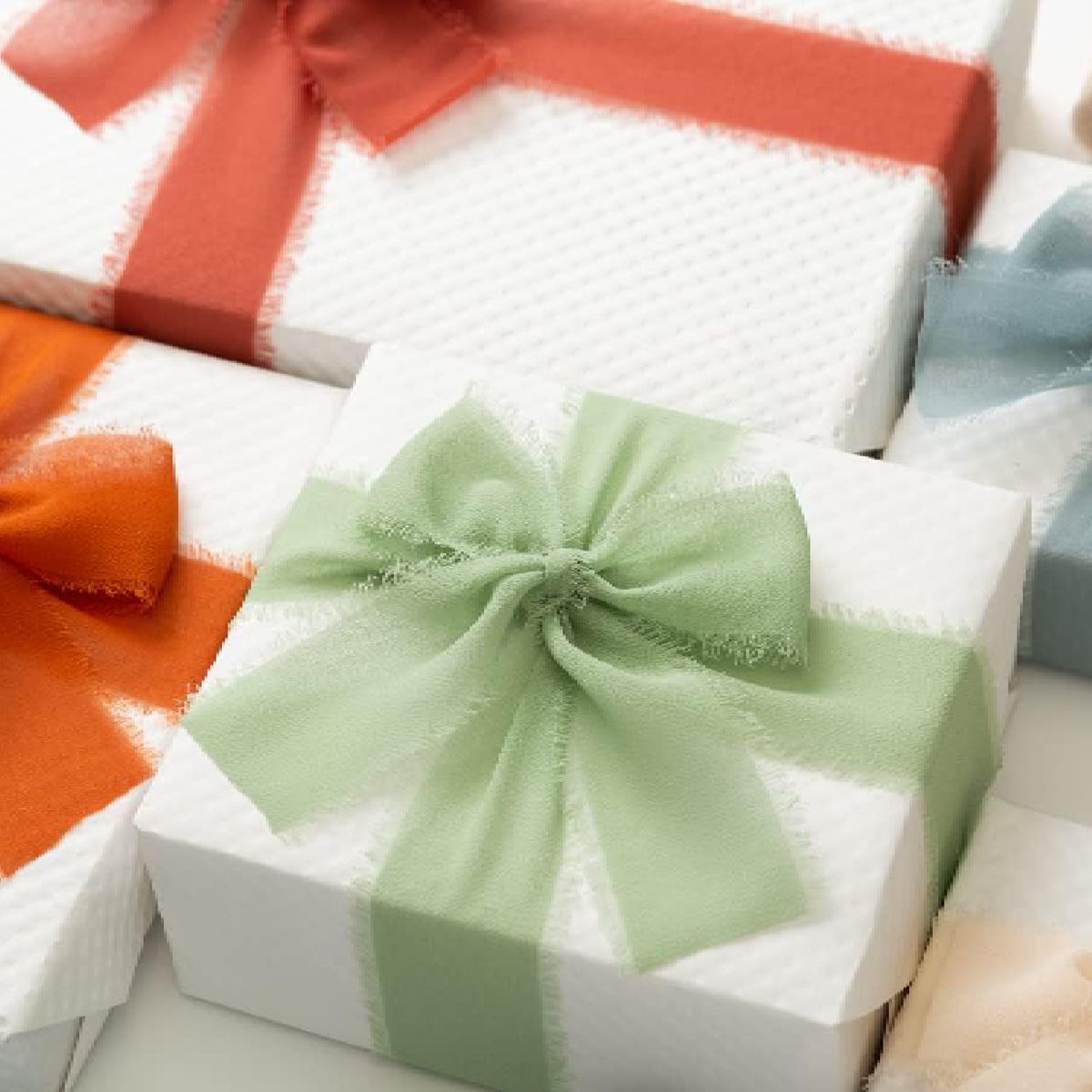 Cart In Mart Chiffon Silk Ribbon Set 15Rolls Total Mixed Colour Frayed Ribbons Gift Wrap
