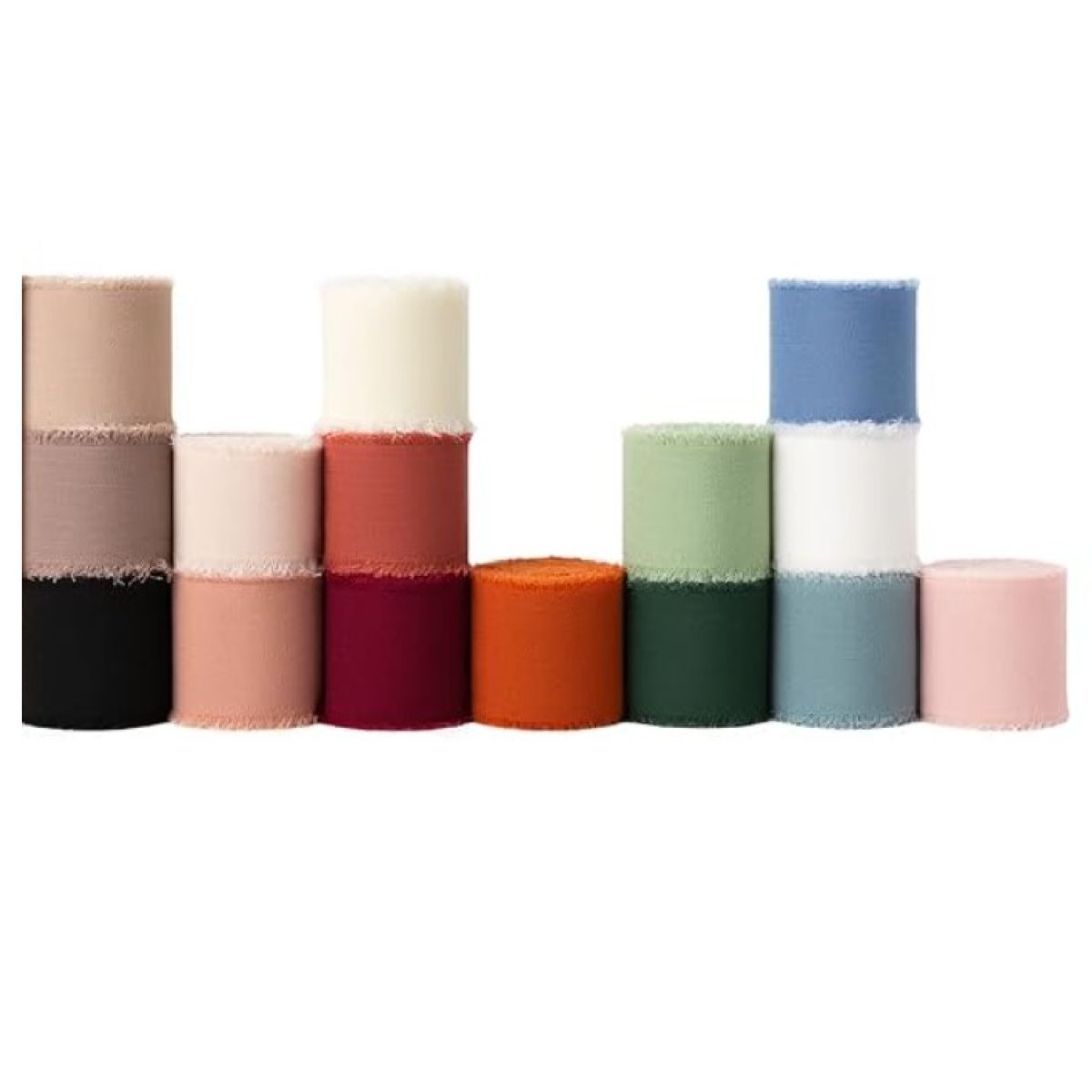 Cart In Mart Chiffon Silk Ribbon Set 15Rolls Total Mixed Colour Frayed Ribbons Gift Wrap
