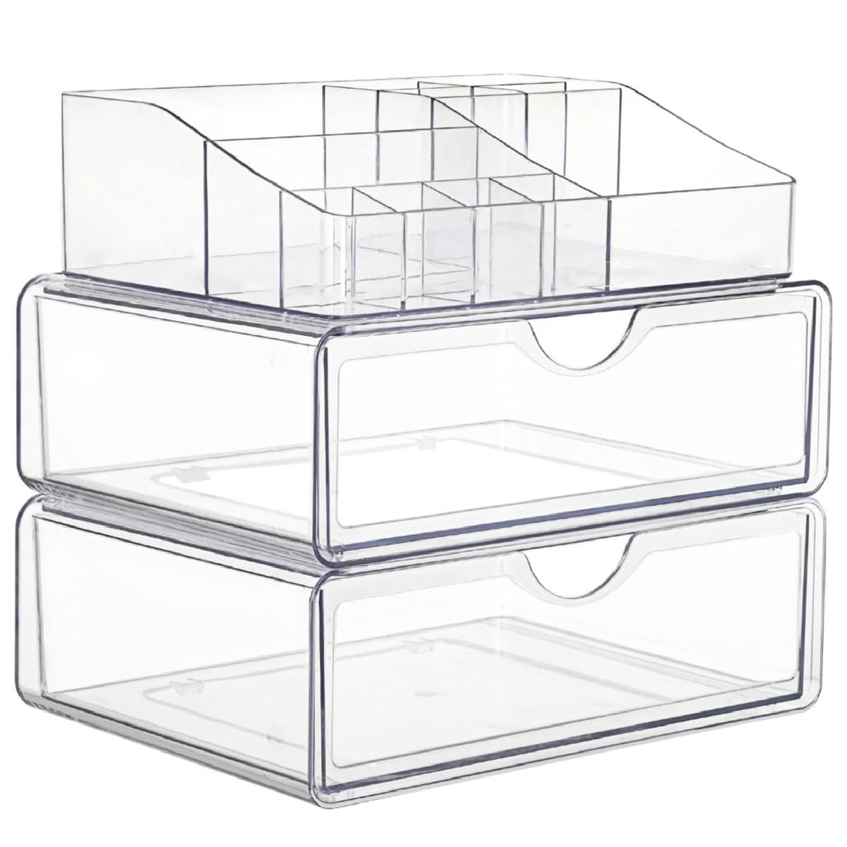 Cart In Mart 3Tier Clear Makeup Organizer with Drawers Cosmetic Storage Box for Vanity