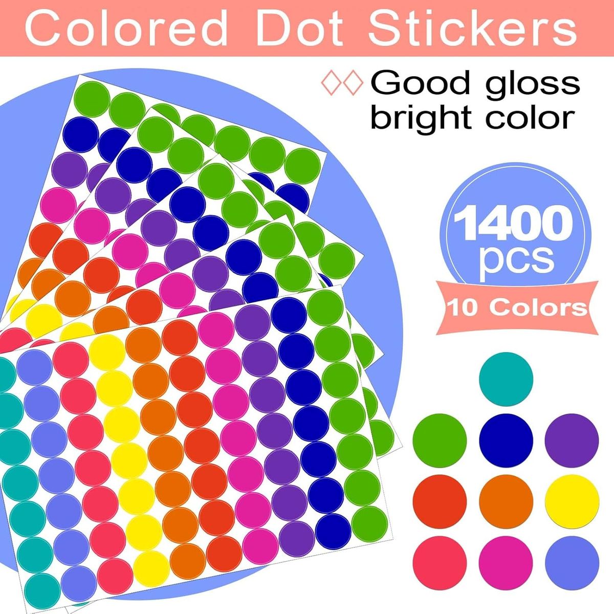 Cart In Mart 1400 Colored Dot Stickers Round Color Coding Labels Classroom Office Labels
