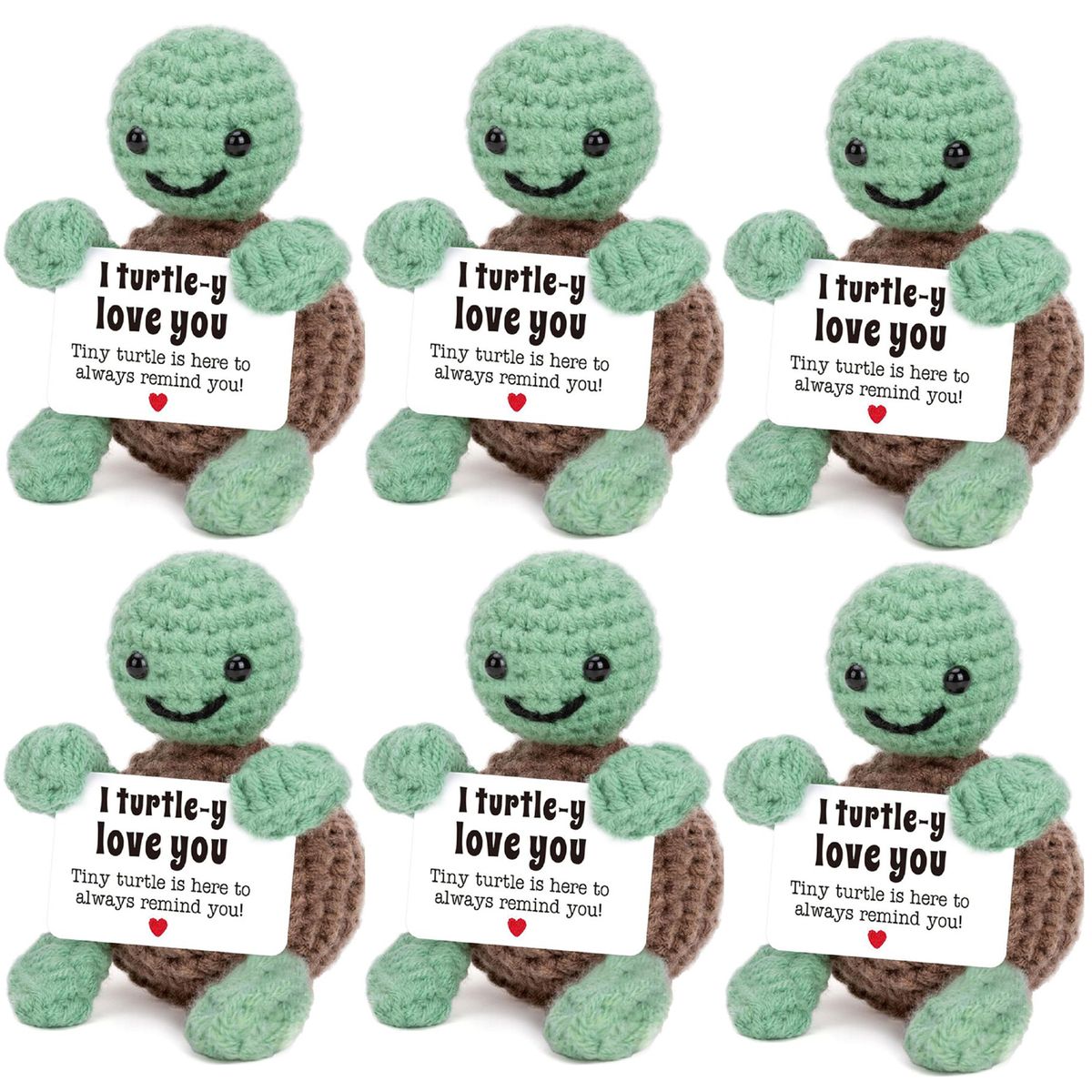 Cart In Mart 6 Pack Handmade Pocket Plush Doll Mini Positive Turtle Gift Crochet Animals