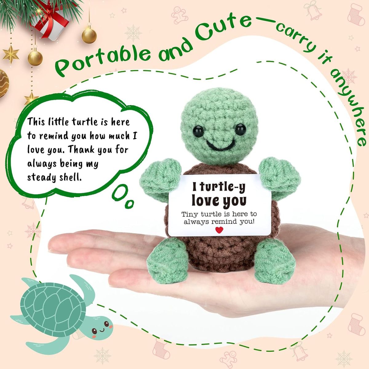 Cart In Mart 6 Pack Handmade Pocket Plush Doll Mini Positive Turtle Gift Crochet Animals
