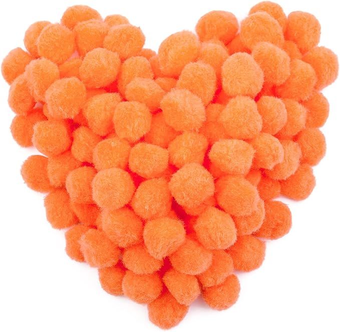 Cart In Mart 200Pcs Craft Pom Poms 1 Inch Fuzzy Pompom Balls DIY Arts Party Decorations - Orange