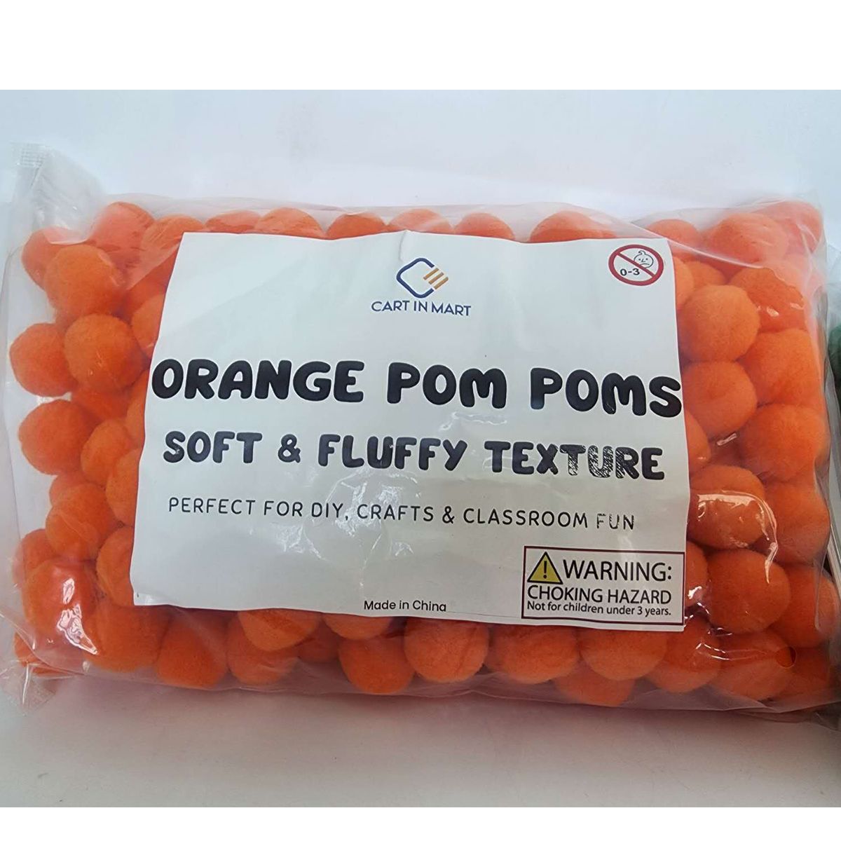 Cart In Mart 200Pcs Craft Pom Poms 1 Inch Fuzzy Pompom Balls DIY Arts Party Decorations - Orange