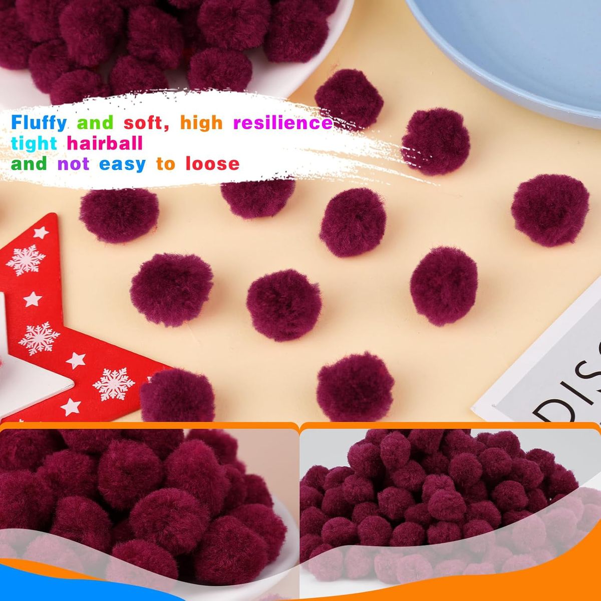 Cart In Mart 200Pcs Craft Pom Poms 1 Inch Fuzzy Pompom Balls DIY Arts Party Decorations - Purple