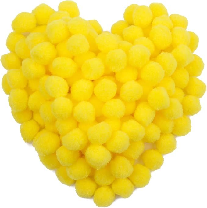 Cart In Mart 200Pcs Craft Pom Poms 2.5cm Fuzzy Pompom Balls DIY Arts Party Decorations - Yellow