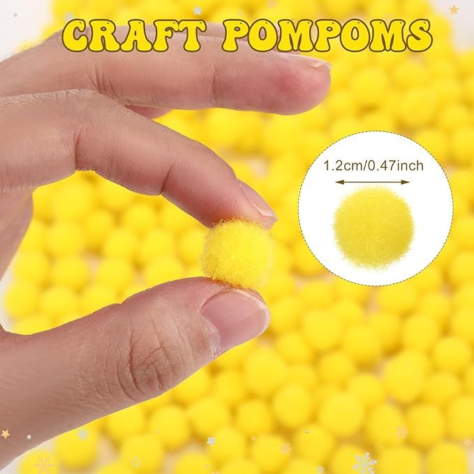 Cart In Mart 200Pcs Craft Pom Poms 2.5cm Fuzzy Pompom Balls DIY Arts Party Decorations - Yellow