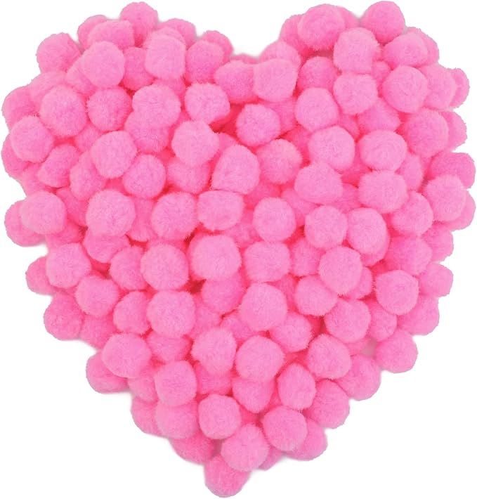 Cart In Mart 200Pcs Craft Pom Poms 1 Inch Fuzzy Pompom Balls DIY Arts Party Decorations - Pink