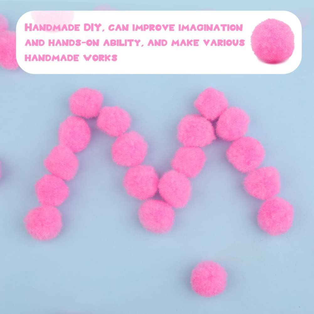 Cart In Mart 200Pcs Craft Pom Poms 1 Inch Fuzzy Pompom Balls DIY Arts Party Decorations - Pink