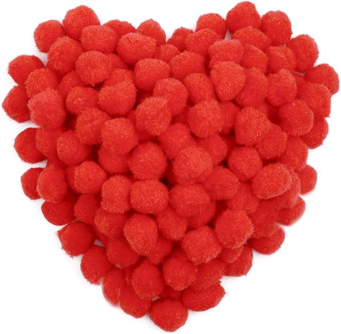 Cart In Mart 200Pcs Craft Pom Poms 2.5cm Fuzzy Pompom Balls DIY Arts Party Decorations - Red