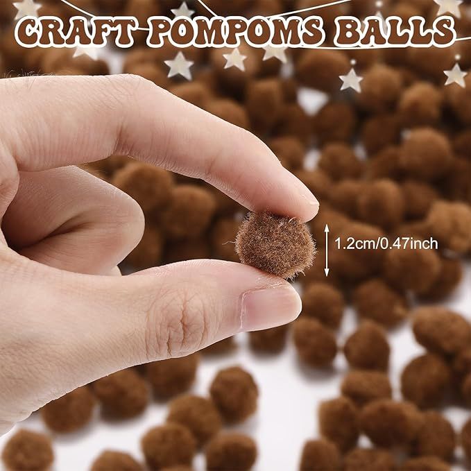 Cart In Mart 200Pcs Craft Pom Poms 1 Inch Fuzzy Pompom Balls DIY Arts Party Decorations - Brown