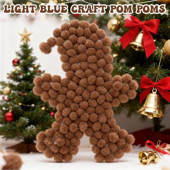Cart In Mart 200Pcs Craft Pom Poms 1 Inch Fuzzy Pompom Balls DIY Arts Party Decorations - Brown
