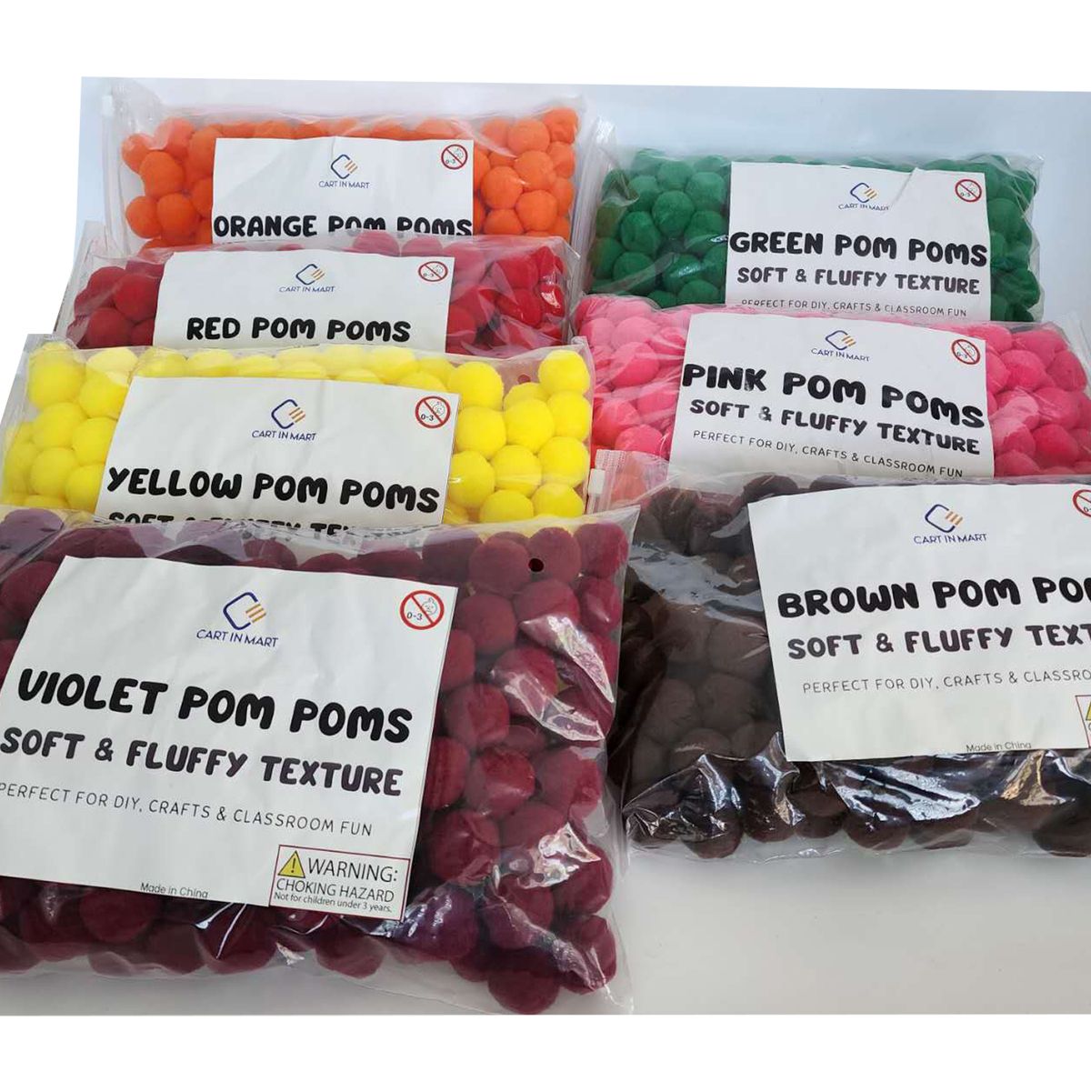 Cart In Mart 200Pcs Craft Pom Poms 1 Inch Fuzzy Pompom Balls DIY Arts Party Decorations - Brown