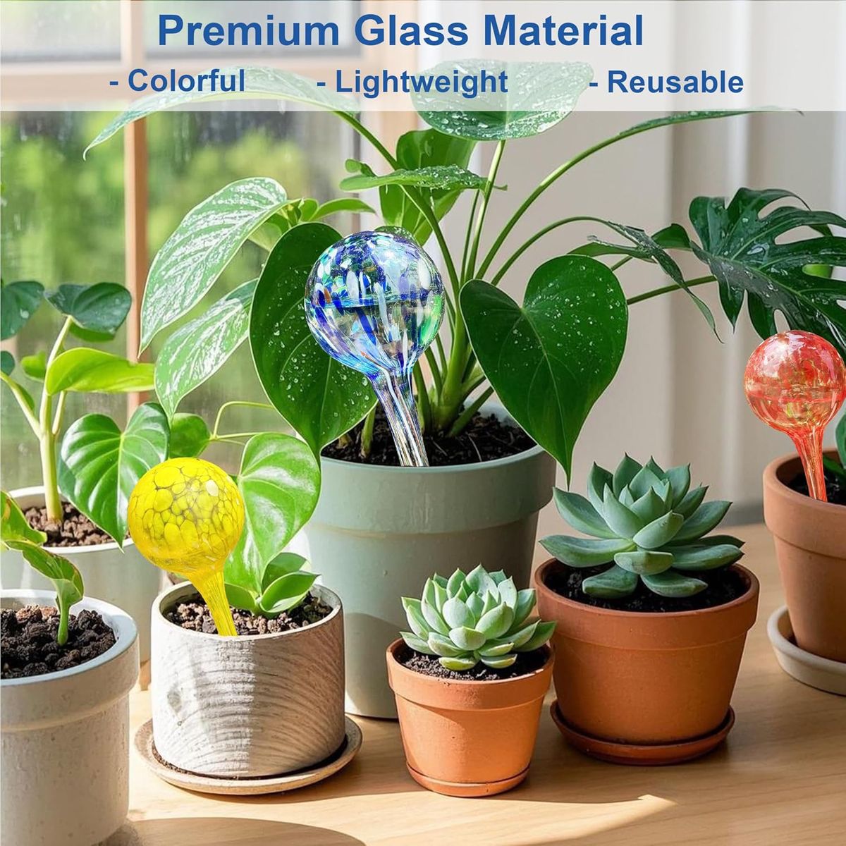 Cart In Mart 6Pcs Plant Watering Globes Glass Self-Watering Bulbs Indoor Outdoor Plants