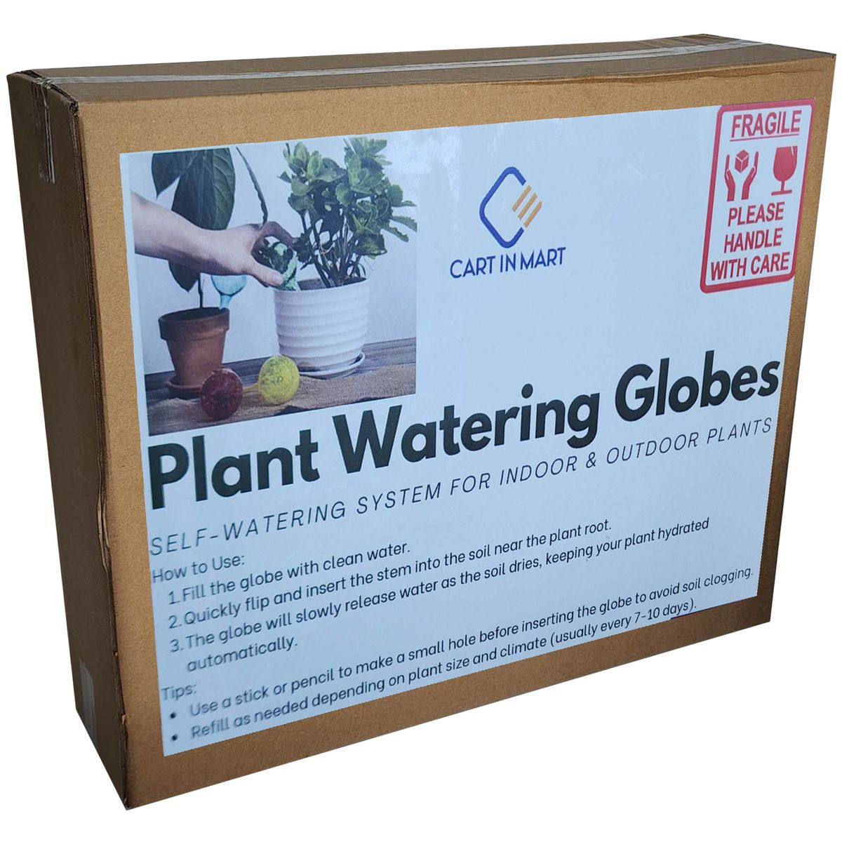 Cart In Mart 6Pcs Plant Watering Globes Glass Self-Watering Bulbs Indoor Outdoor Plants