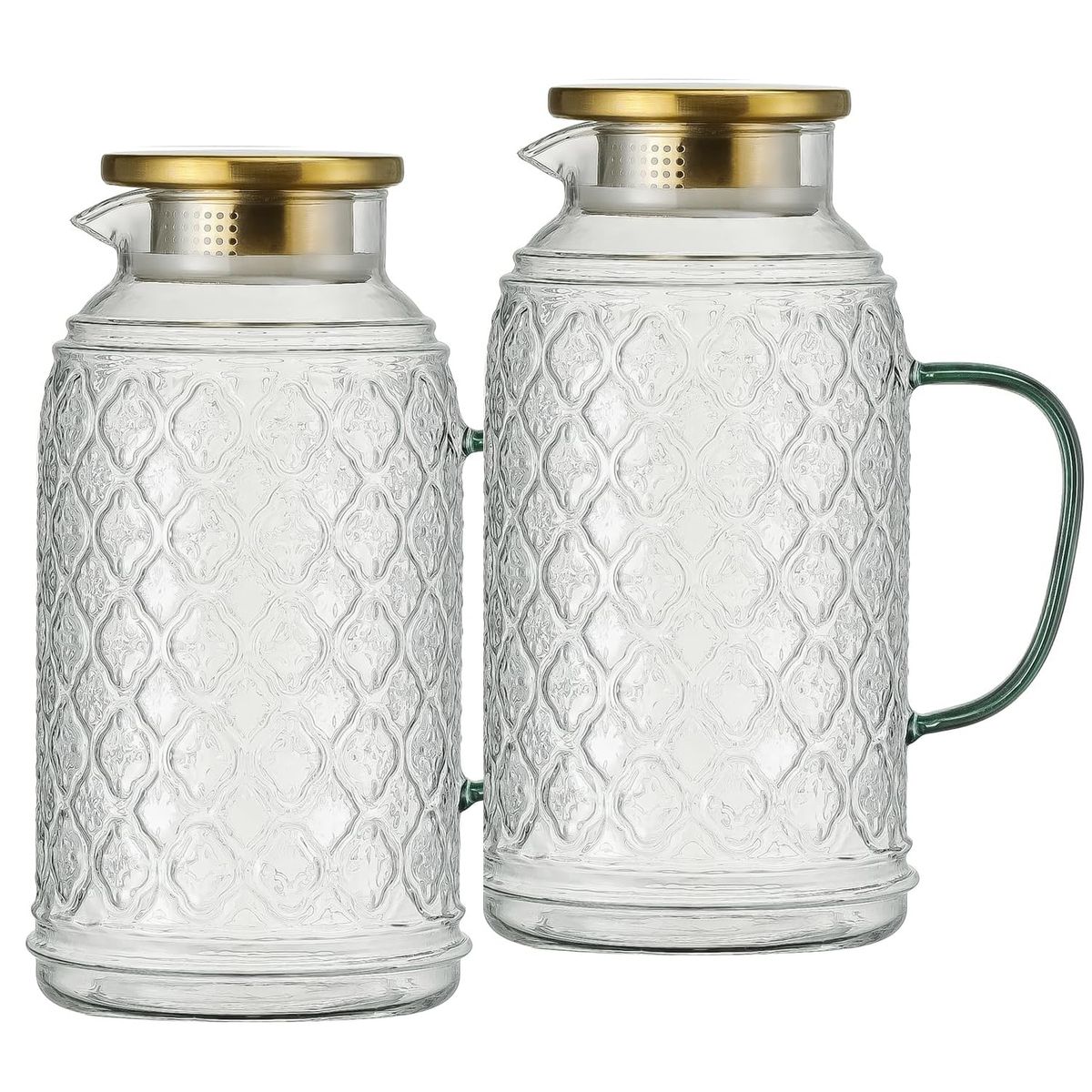 Cart In Mart 2 Pack Glass Pitcher with Lid 2L Borosilicate Water Pitchers Heat-Resistant
