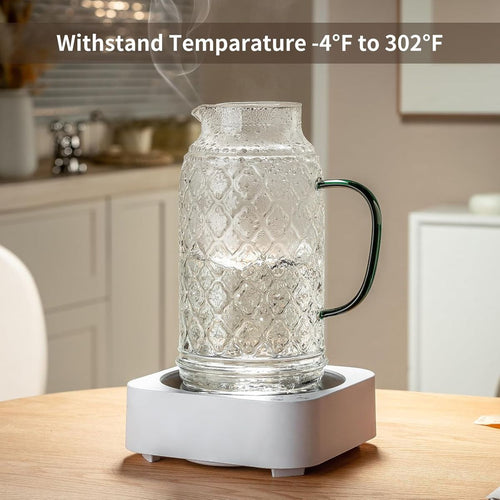 Cart In Mart 2 Pack Glass Pitcher with Lid 2L Borosilicate Water Pitchers Heat-Resistant