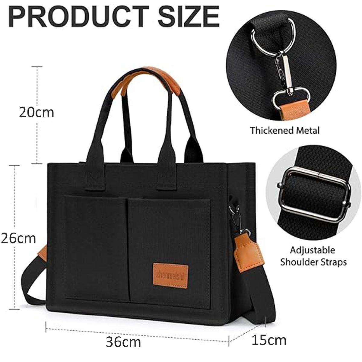 Cart In Mart Cotton Canvas Tote Bag Reusable Eco Shopper Grocery Beach Book Women & Men - Black