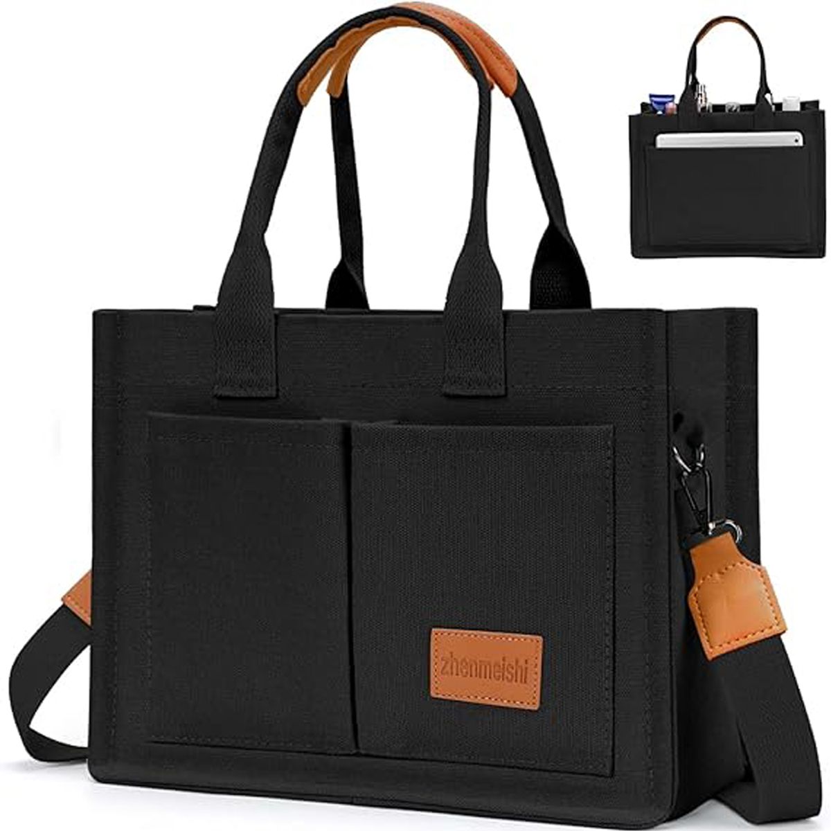 Cart In Mart Cotton Canvas Tote Bag Reusable Eco Shopper Grocery Beach Book Women & Men - Black