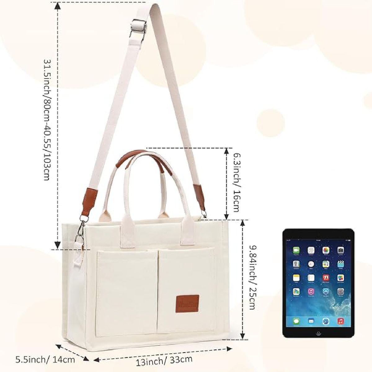 Cart In Mart Cotton Canvas Tote Bag Reusable Eco Shopper Grocery Beach Book Women & Men - White