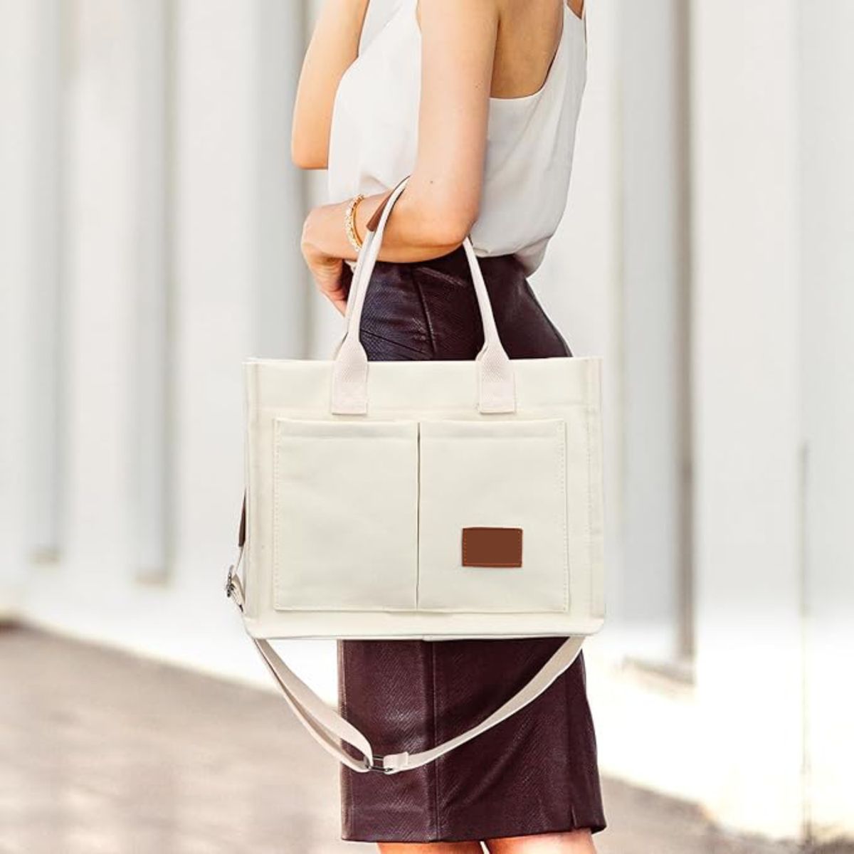 Cart In Mart Cotton Canvas Tote Bag Reusable Eco Shopper Grocery Beach Book Women & Men - White
