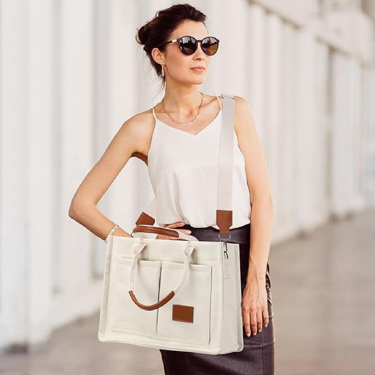 Cart In Mart Cotton Canvas Tote Bag Reusable Eco Shopper Grocery Beach Book Women & Men - White