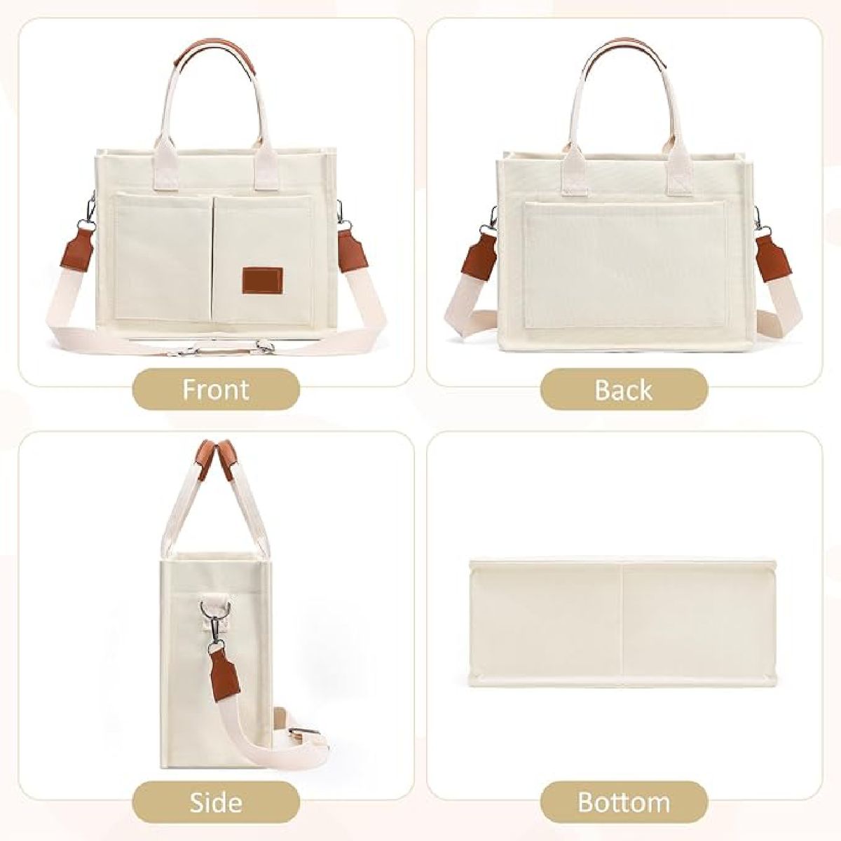 Cart In Mart Cotton Canvas Tote Bag Reusable Eco Shopper Grocery Beach Book Women & Men - White
