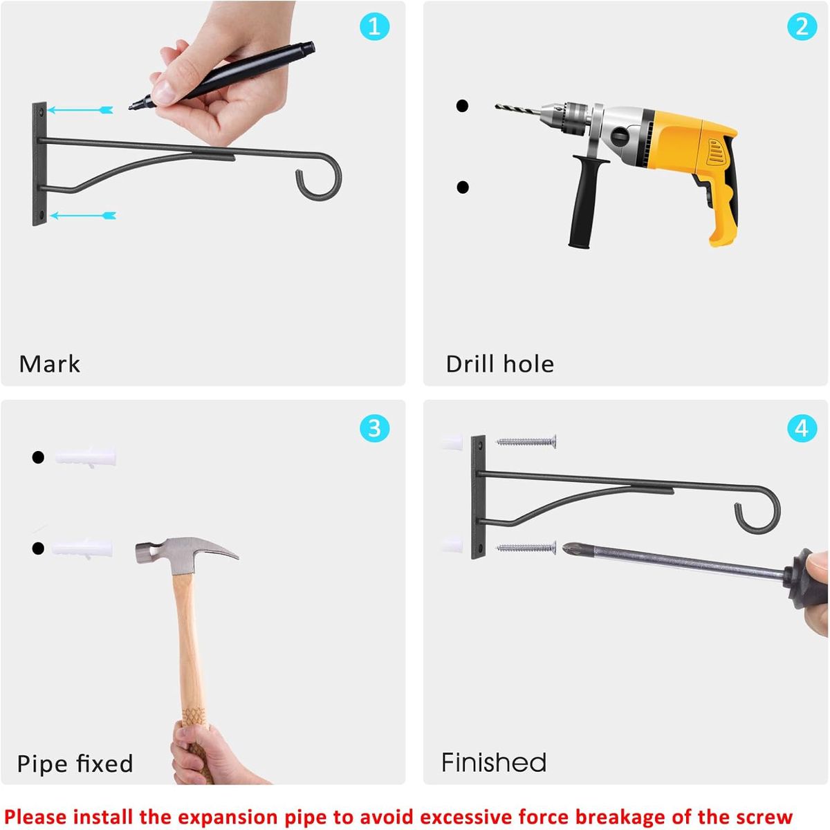 Cart In Mart 6 Pack Plant Hanging Hooks Metal Wall Bracket Hanging Baskets Pot Plants